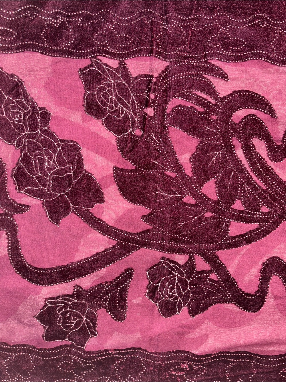 🥀 {FINAL SALE} Vintage Velvet Floral Burnout Shawl ~ Burgundy - Picture 7 of 10